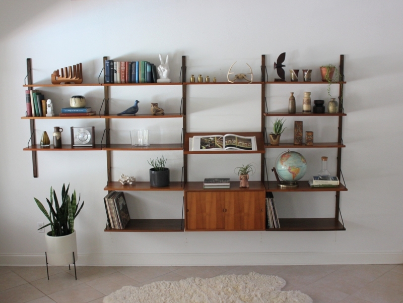 Danish Mid Century Teak Modular Wall Shelving Unit