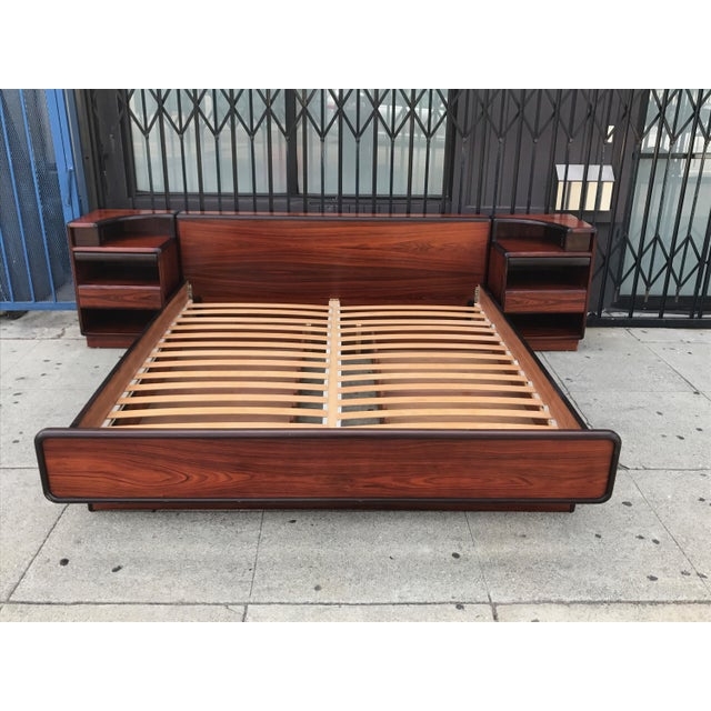 Danish Modern King Size Wooden Bedframe with Nightstands