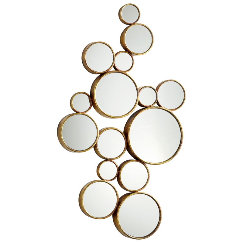 Decorative Clustered Circle Mirrors with Gold Frames