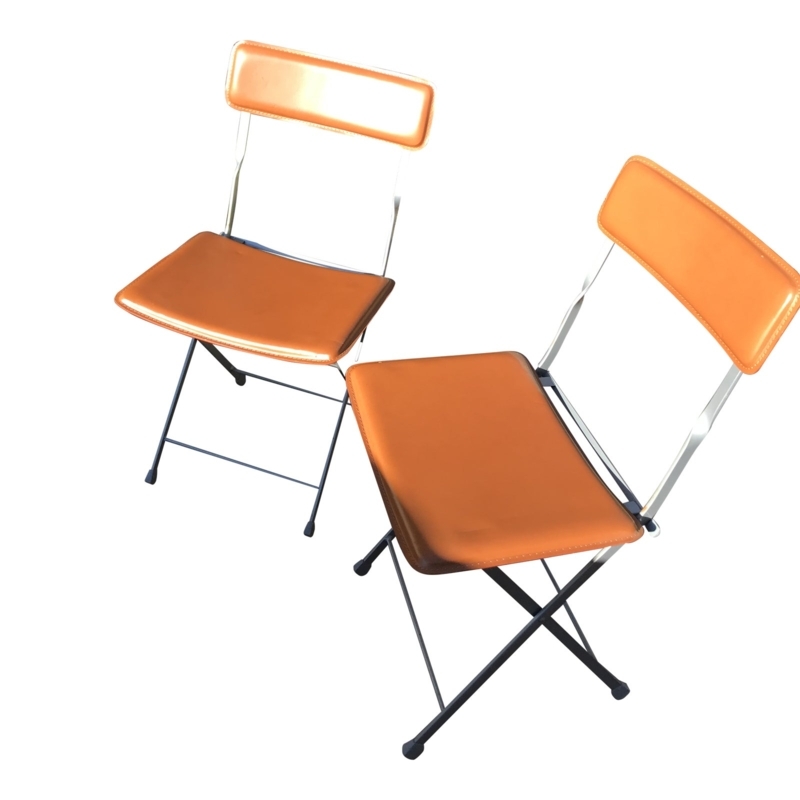Design Within Reach Lina Leather Folding Chairs Pair