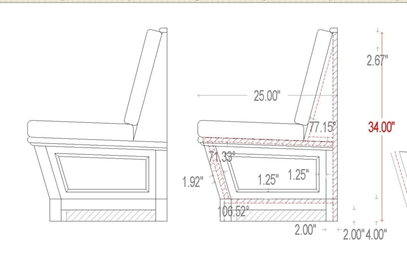 Detailed Dimensions for Kitchen Bench Seating Design