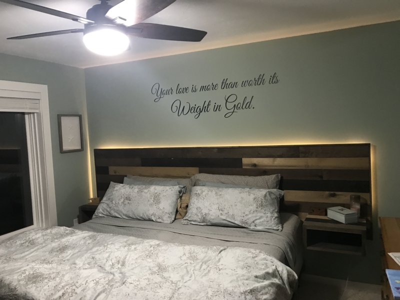 DIY Floating Wooden Headboard with Ambient Lighting