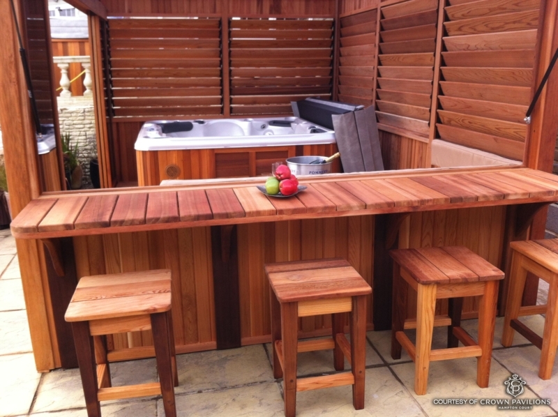 DIY Outdoor Hot Tub Enclosure with Bar Seating