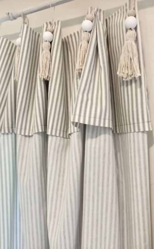 DIY Ticking Stripe Curtains with Tassel Details
