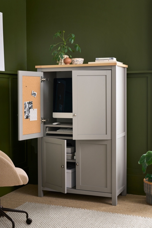 Dove Grey Oak Effect Space-Saving Hideaway Desk