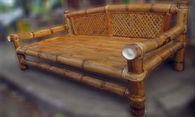 Eco-Friendly Bamboo Couch with Woven Backrest
