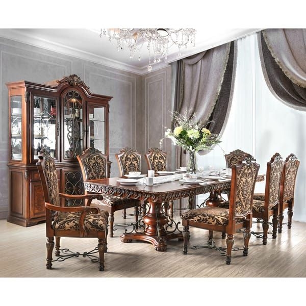 Elegant 120 Inch Classic Wooden Dining Table Set