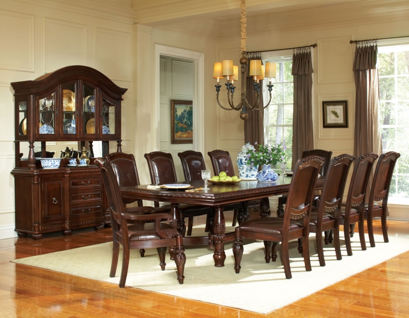Elegant 120 Inch Classic Wooden Dining Table Set