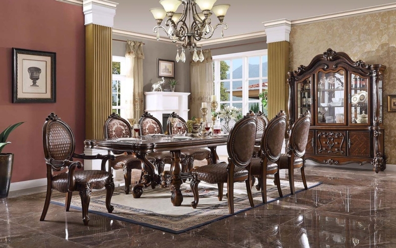 Elegant 120-Inch Traditional Dining Room Table Set
