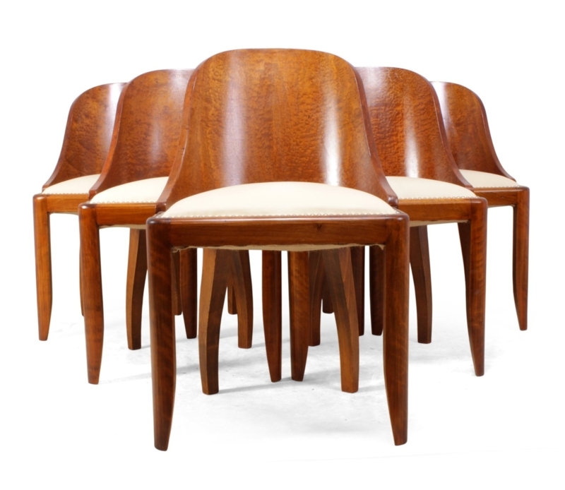 Elegant 1920s Art Deco Wood Dining Chairs