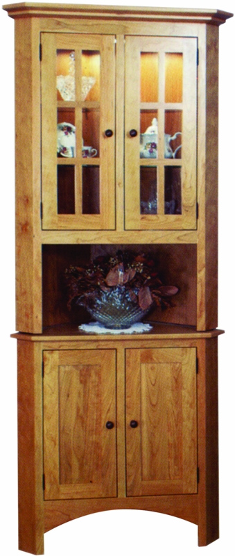 Elegant Amish Hardwood Classic Corner Hutch