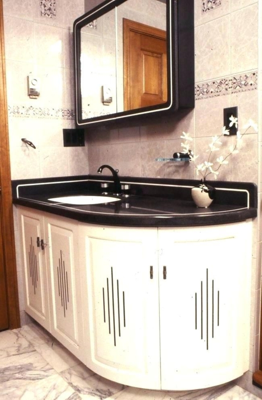 Elegant Art Deco Bathroom Vanity with Black Countertop