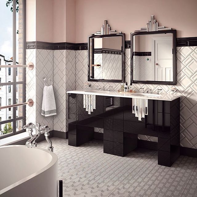 Elegant Art Deco Black Bathroom Cabinets Design