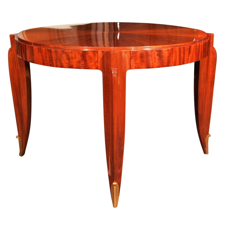 Elegant Art Deco Mahogany Side Table by Jean Pascaud