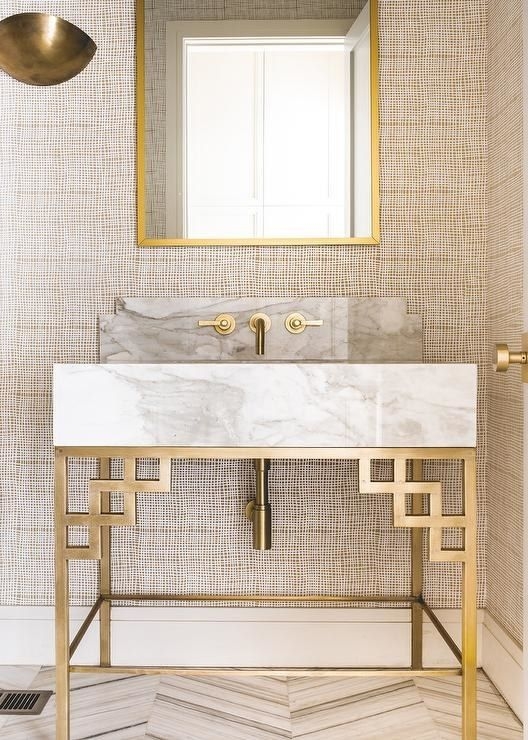 Elegant Art Deco Marble Bathroom Vanity Design