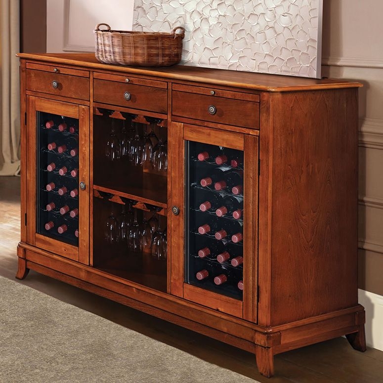Elegant Aspen Wood Wine Cellar Credenza Storage