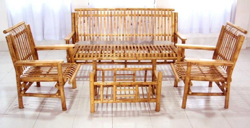Elegant Bamboo Sofa Set with Chair and Table