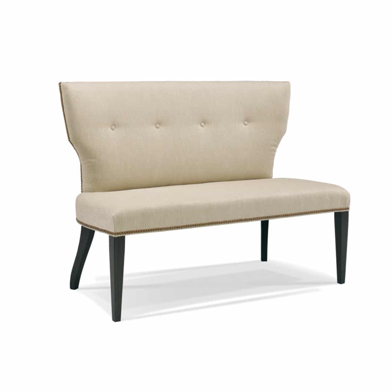 Elegant Beige Upholstered Banquette with Dark Legs