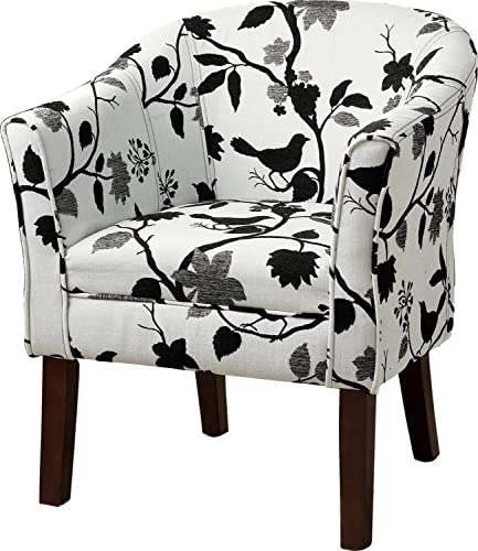 Elegant Black and White Floral Accent Chair