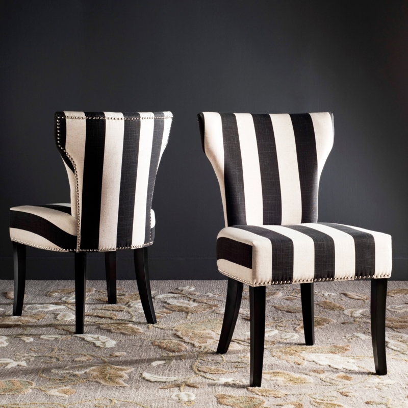 Elegant Black and White Striped Dining Chairs