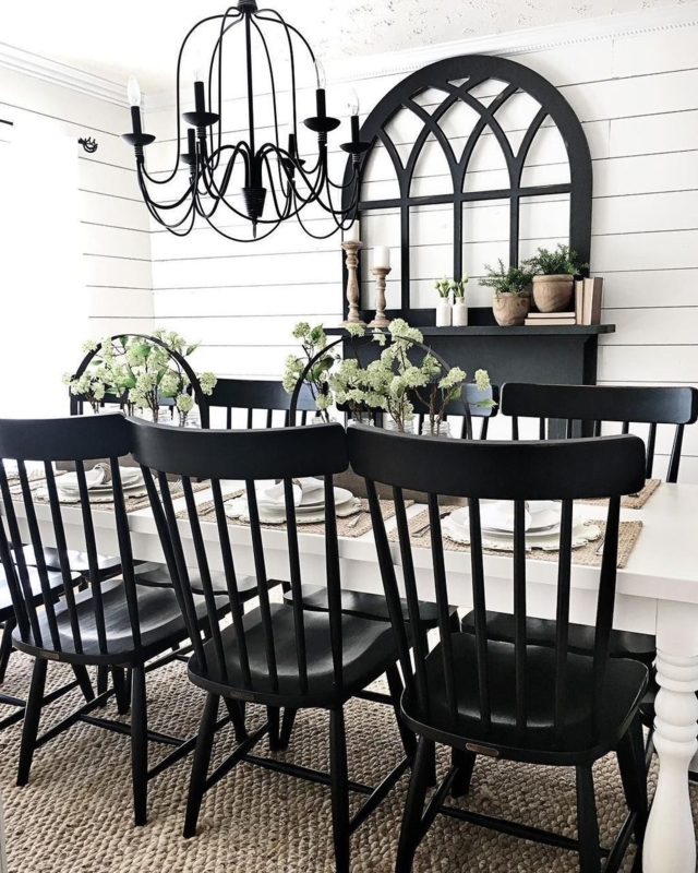 Elegant Black Farmhouse Dining Table and Chairs
