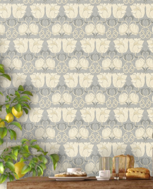 Elegant British Arts & Crafts Movement Wallpaper