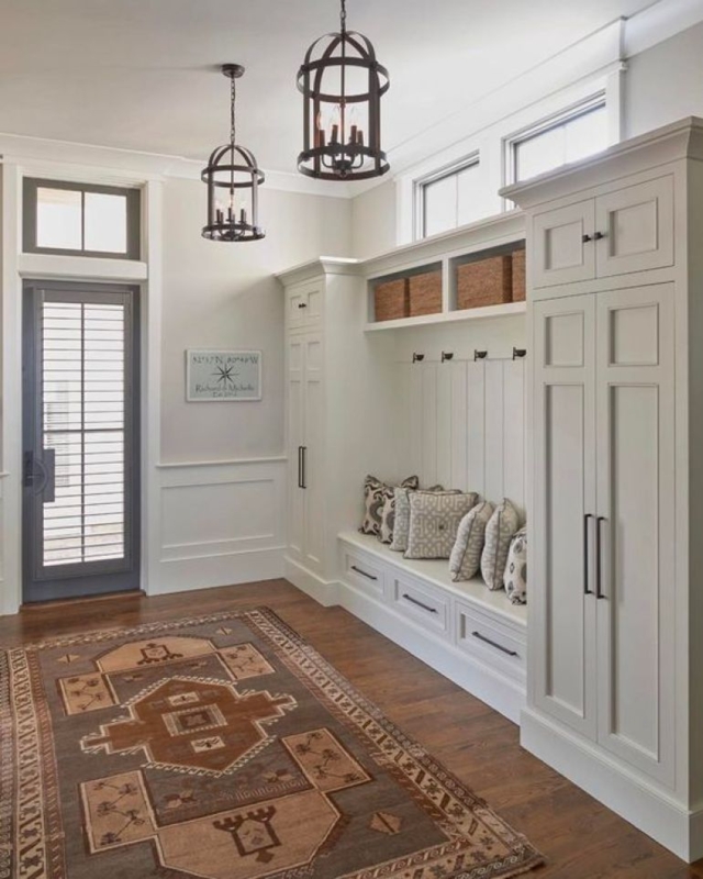 Elegant Built-In Mudroom with Custom Storage and Seating