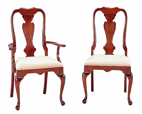 Elegant Cherry Queen Anne Dining Chairs with Upholstered Seats