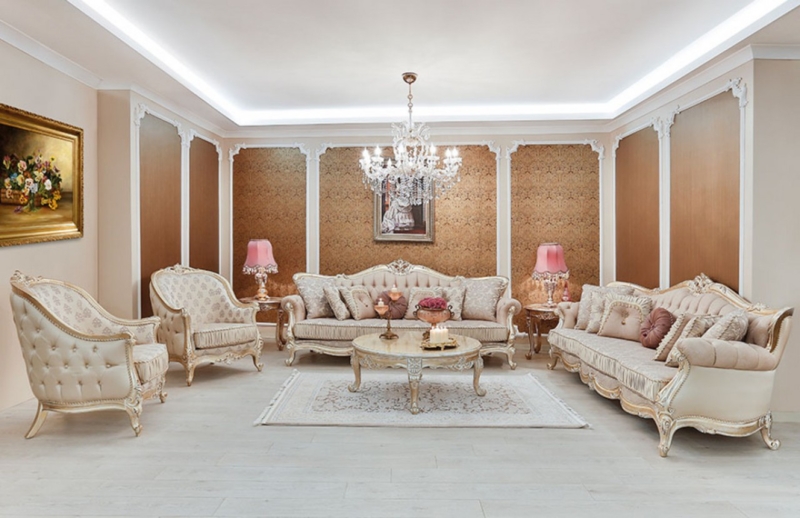 Elegant Classic Style Living Room Sofas and Decor