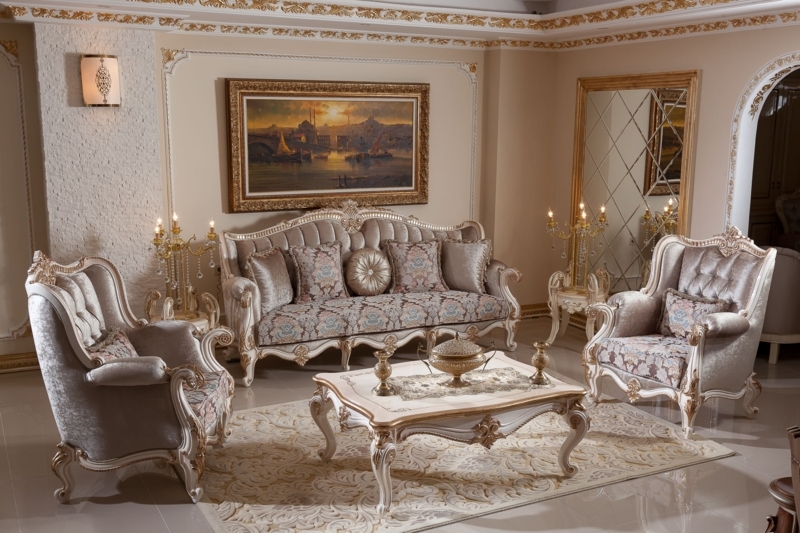 Elegant Classic Turkish Sofa Set with Ornate Detailing