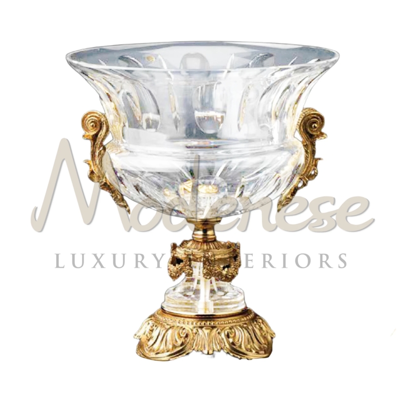 Elegant Classical Crystal and Gold Pedestal Vase
