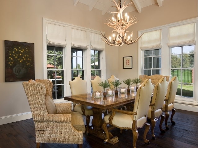 Elegant Cottage Dining Room with Captain Chairs