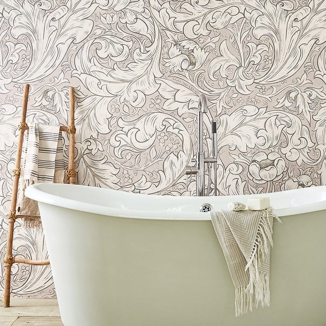 Elegant Craftsman Wallpaper in Vintage Bathroom Design