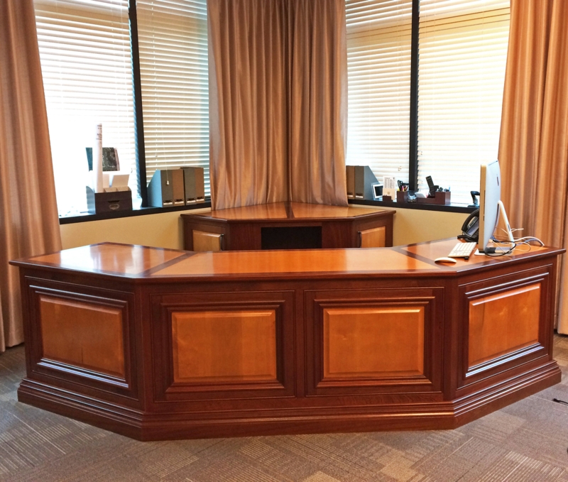 Elegant Custom Built-In Wooden Home Office Desk