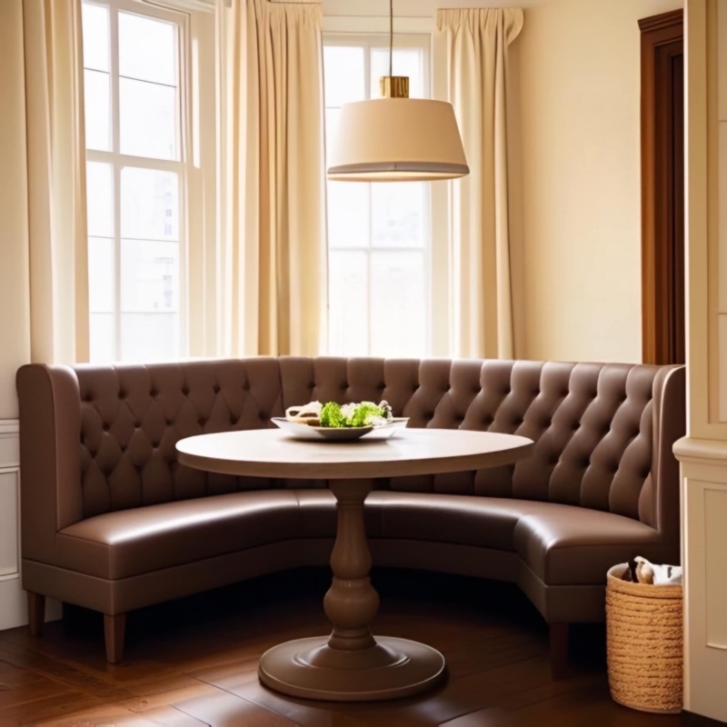 Elegant Custom L-Shape Banquette Seating in Dining Room