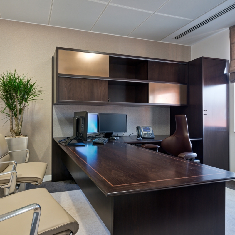 Elegant Custom Made Dark Wood Office Desk