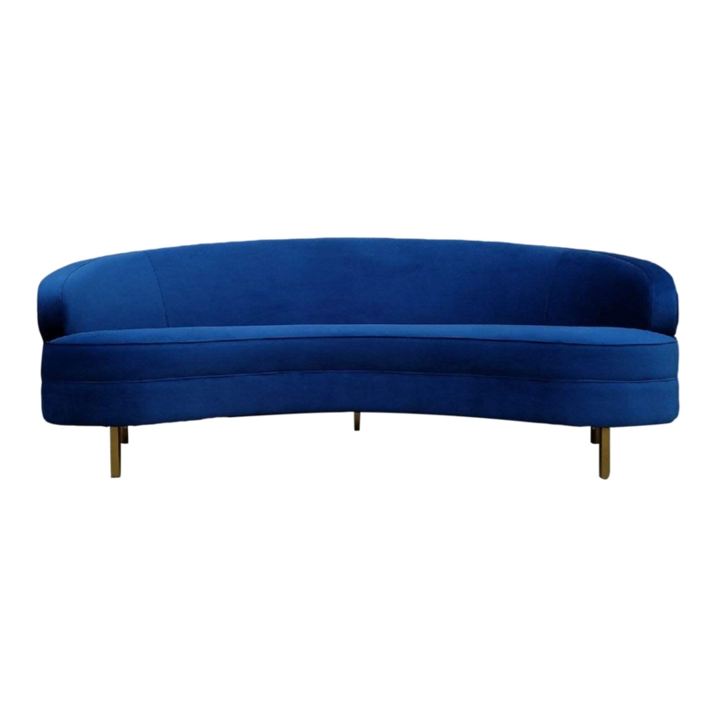 Elegant Deep Blue Velvet Curved Sofa