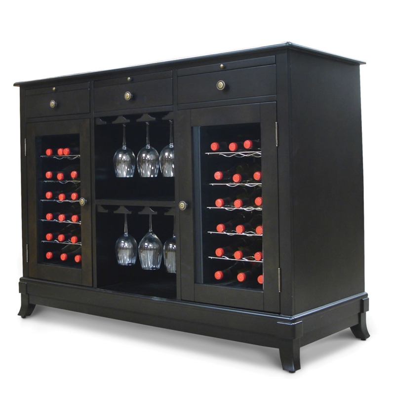 Elegant Dual-Temperature Wine Credenza with Glass Storage