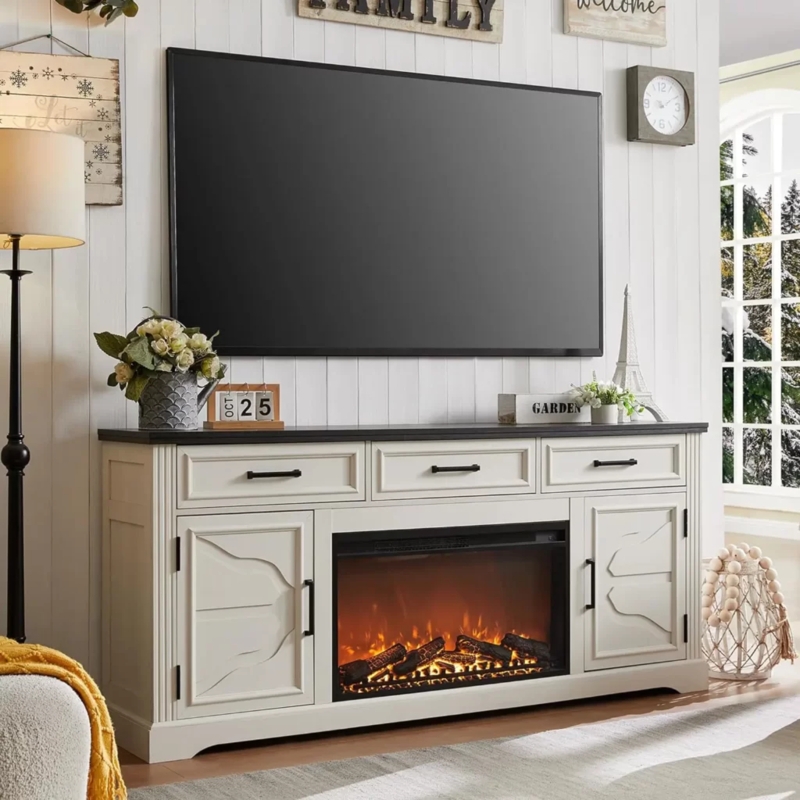 Elegant Electric Fireplace Dresser with Storage