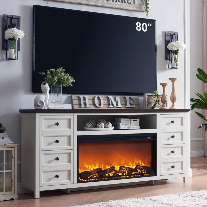 Elegant Electric Fireplace Dresser with Storage