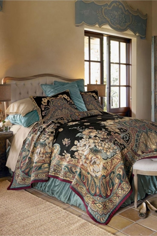 Elegant Floral Tapestry Coverlet Bedroom Decor