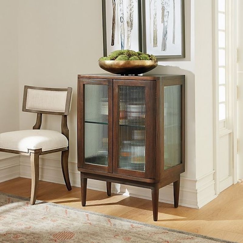 Elegant Fluted Glass Cabinet for Entryway Storage