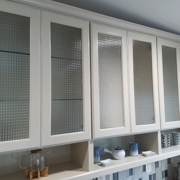 Elegant Fluted Glass Kitchen Cabinets Design