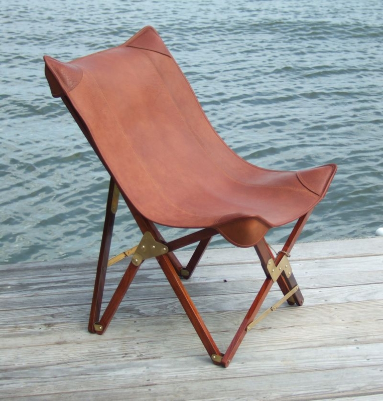Elegant Folding Leather Camp Chair with Rivets