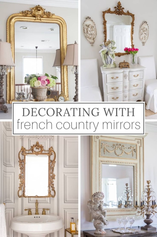 Elegant French Country Mirrors in White, Gold, and Pink