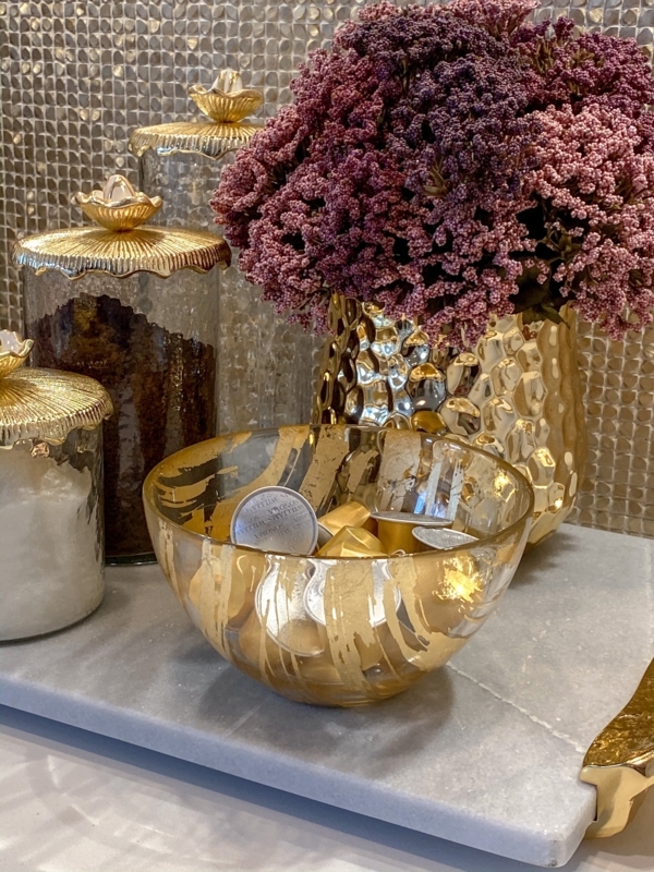 Elegant Gold and Purple Glam Kitchen Decor