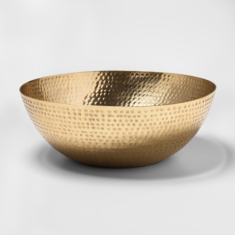 Elegant Hammered Gold Decorative Bowl