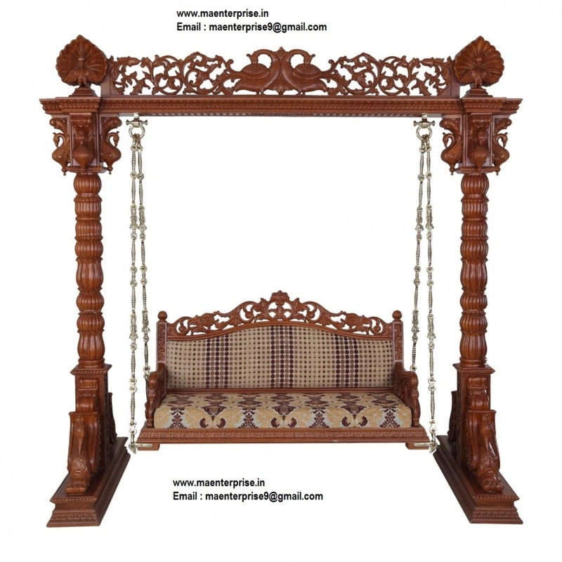 Elegant Indian Wooden Carved Traditional Swing