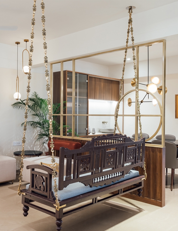 Elegant Indian Wooden Swing for Modern Interiors