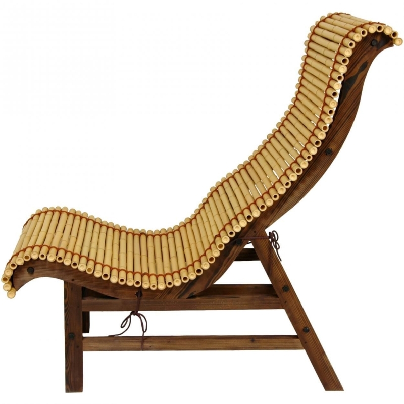 Elegant Japanese Bamboo Curved Lounge Chair